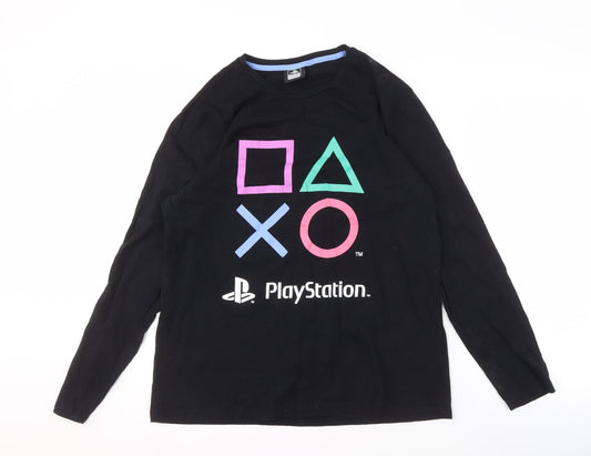 George Men's Large Black PlayStation Long Sleeve T-Shirt