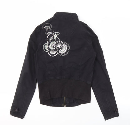 ELLE Women's Black Biker Jacket Size 10