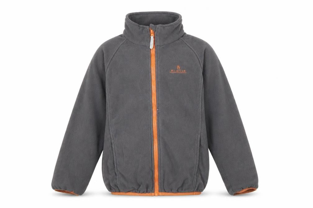 Front view of Hi Gear boys’ grey fleece jacket 9-10 years full zip