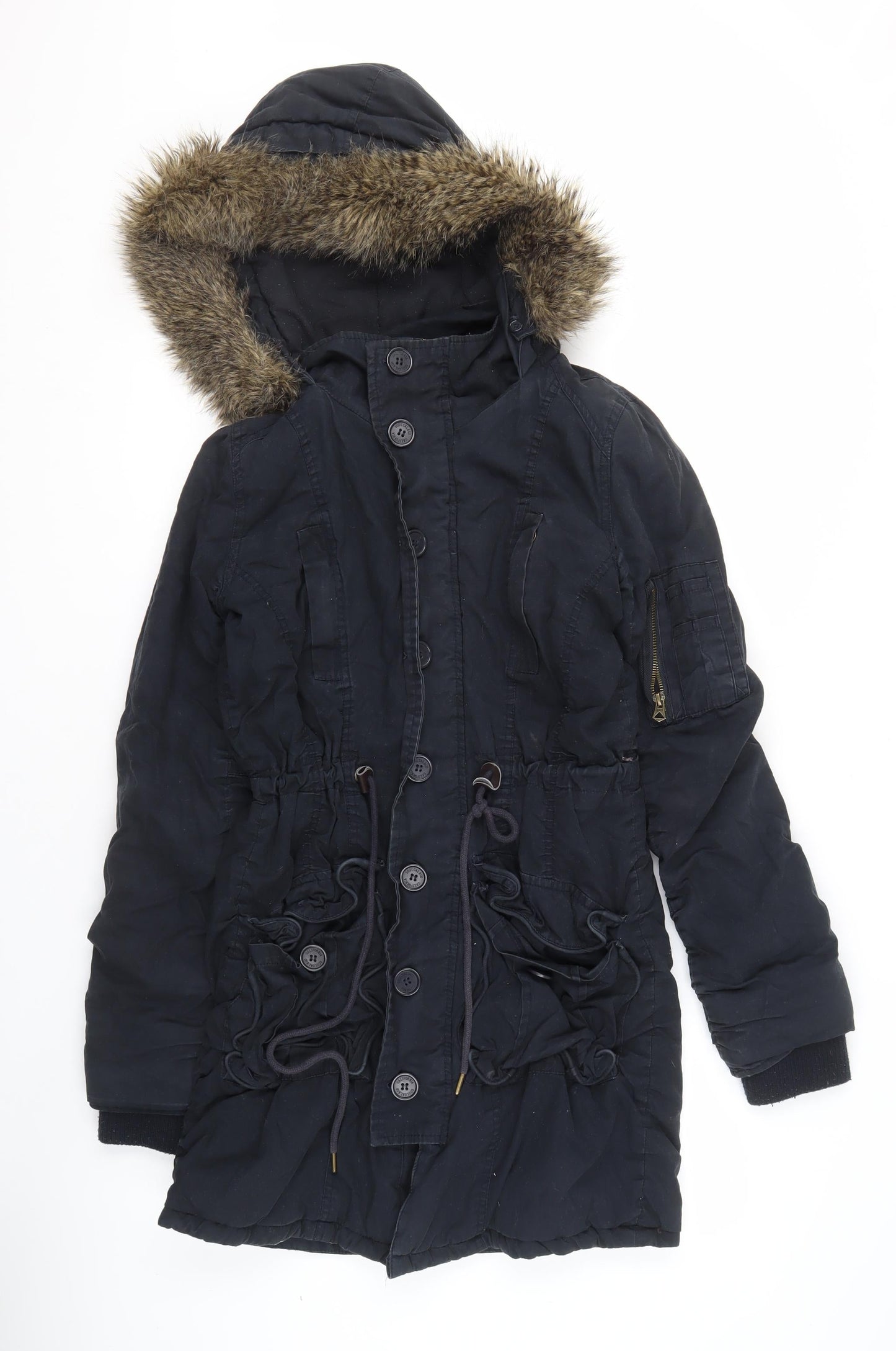 Womens UK Size 10 Soulcal & Co Black Parka Coat