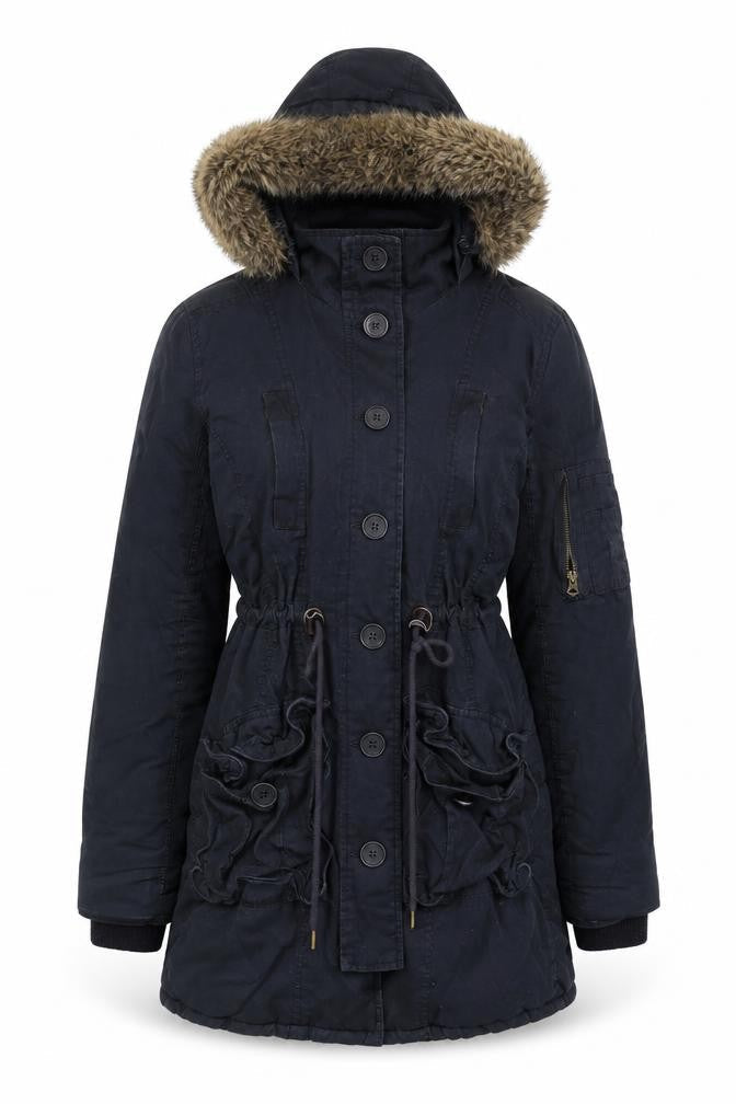 Womens UK Size 10 Soulcal & Co Black Parka Coat