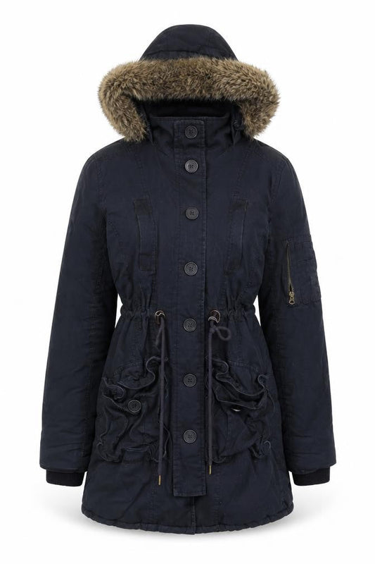 Womens UK Size 10 Soulcal & Co Black Parka Coat