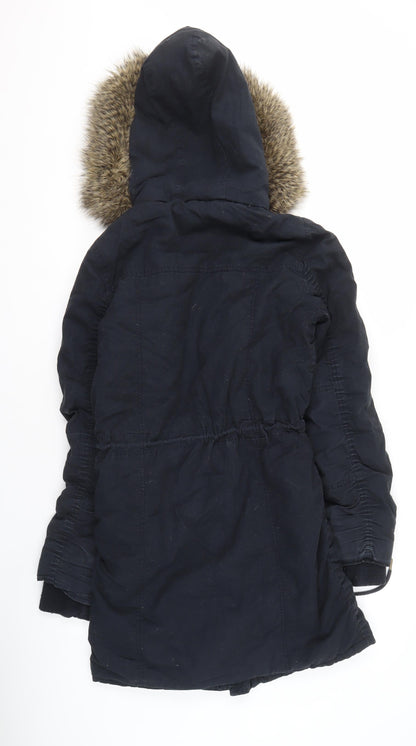 Womens UK Size 10 Soulcal & Co Black Parka Coat