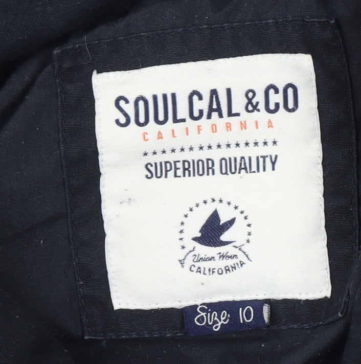 Womens UK Size 10 Soulcal & Co Black Parka Coat