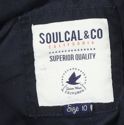 Womens UK Size 10 Soulcal & Co Black Parka Coat