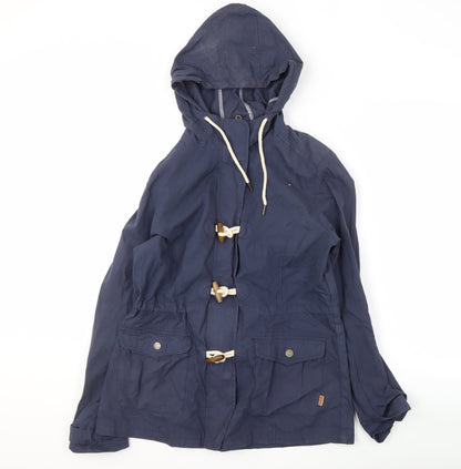 Fat Face Women's Blue Hooded Trench Coat Jacket Size 12