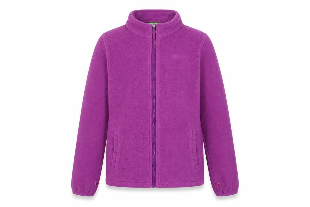 Front view of Mountain Warehouse girls’ purple fleece jacket - 13 years