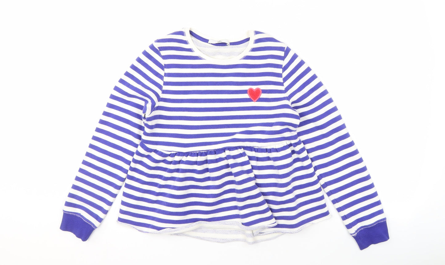 Marks and Spencer Girls Blue Striped Sweatshirt 10-11 Years