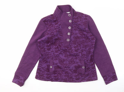 Womens UK Size M Marks and Spencer Purple Henley Sweatshirt