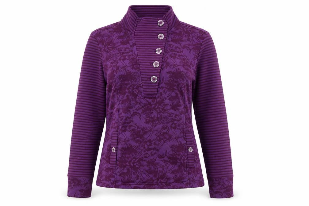 Womens UK Size M Marks and Spencer Purple Henley Sweatshirt