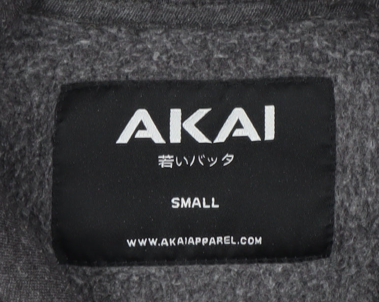 AKAI Men's Grey Hoodie, Size S, Pullover, Logo Design