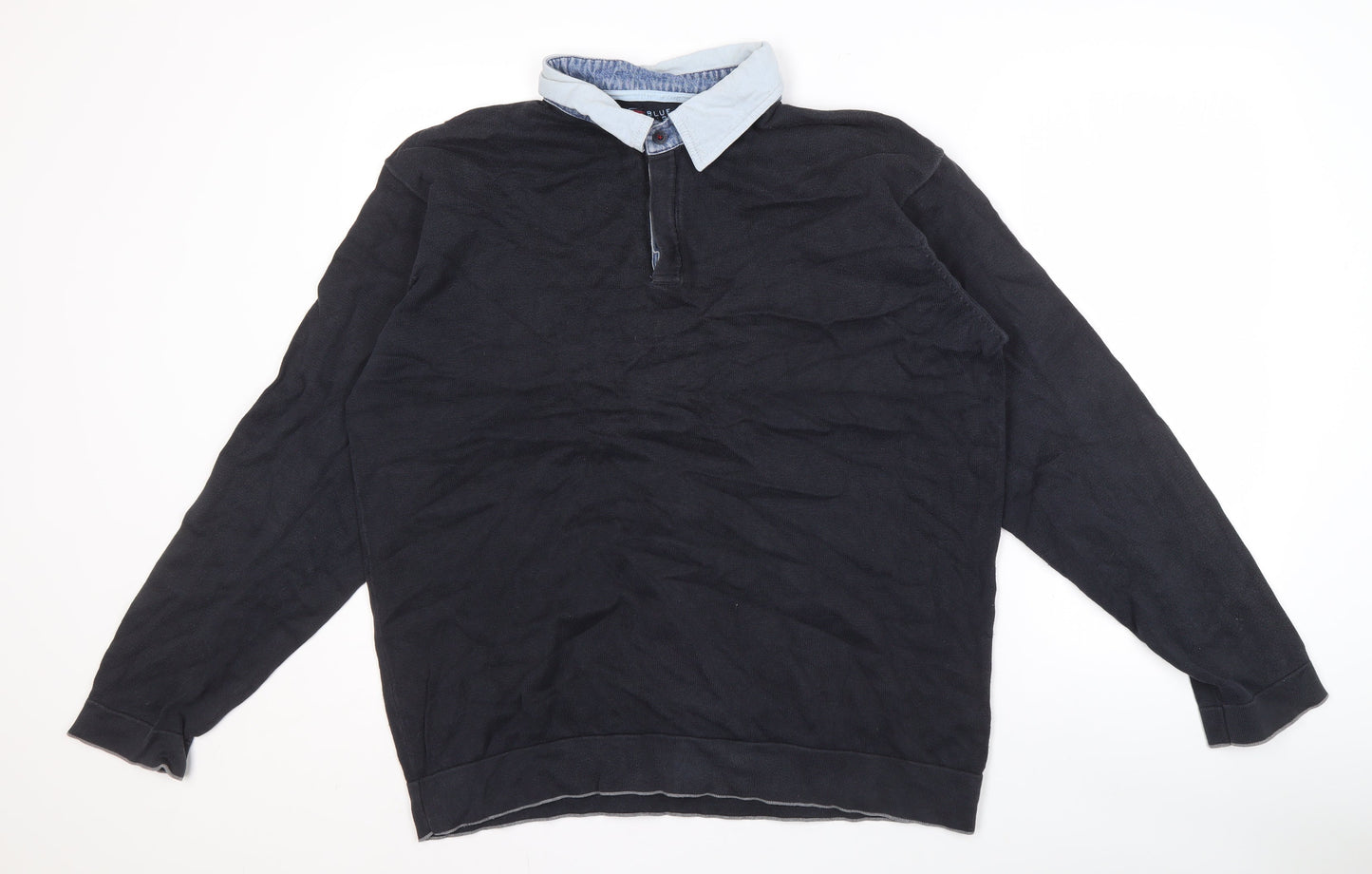 Marks and Spencer Men's Black Henley Jumper XL