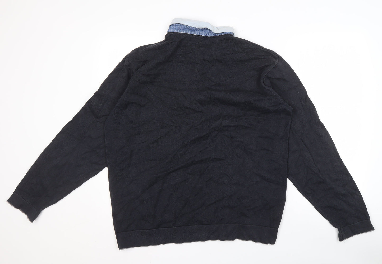 Marks and Spencer Men's Black Henley Jumper XL