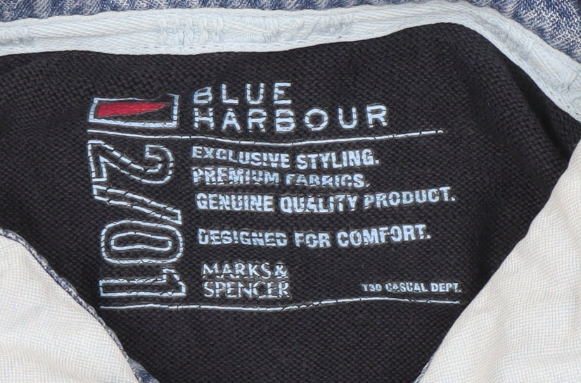 Marks and Spencer Men's Black Henley Jumper XL