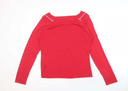 JOHN Women's Red Long Sleeve Blouse, Size L