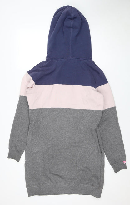 Superdry Women's Grey Pink Blue Pullover Hoodie, Size 12