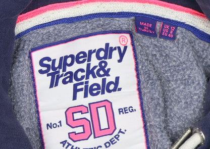 Superdry Women's Grey Pink Blue Pullover Hoodie, Size 12
