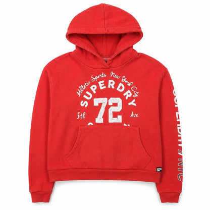 Womens UK Size S Superdry Red Pullover Hoodie