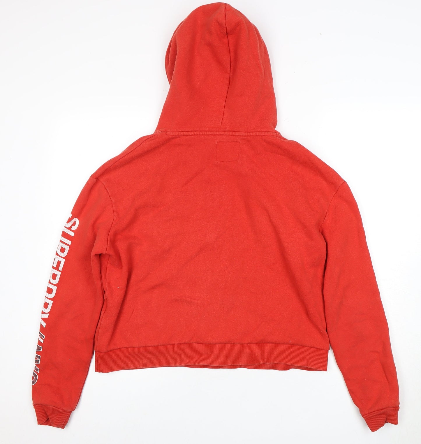 Superdry Women's Red Pullover Hoodie Size S, Logo, Fleece
