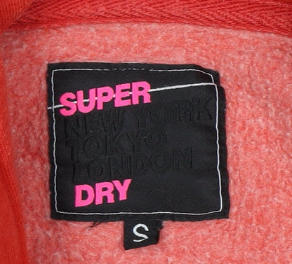 Superdry Women's Red Pullover Hoodie Size S, Logo, Fleece