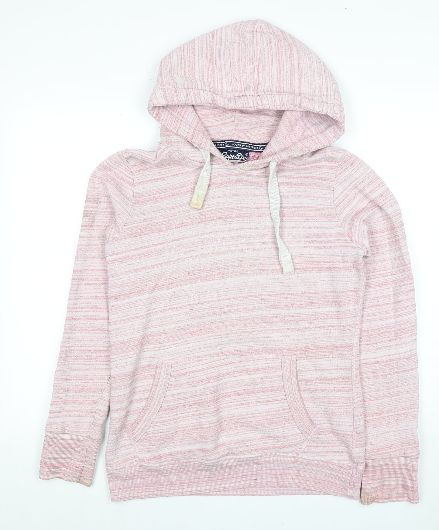Superdry Women's Pink Striped Knit Hoodie M