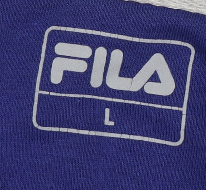 FILA Women's Blue Full Zip Hoodie - L, Logo, Casual