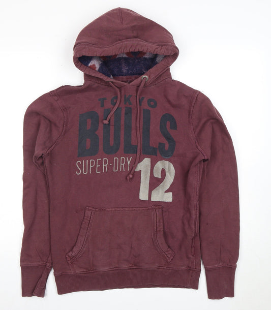 Superdry Unisex Purple Pullover Hoodie - L, Logo, Casual