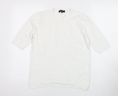 Jaeger Women's White 3/4 Sleeve Top L