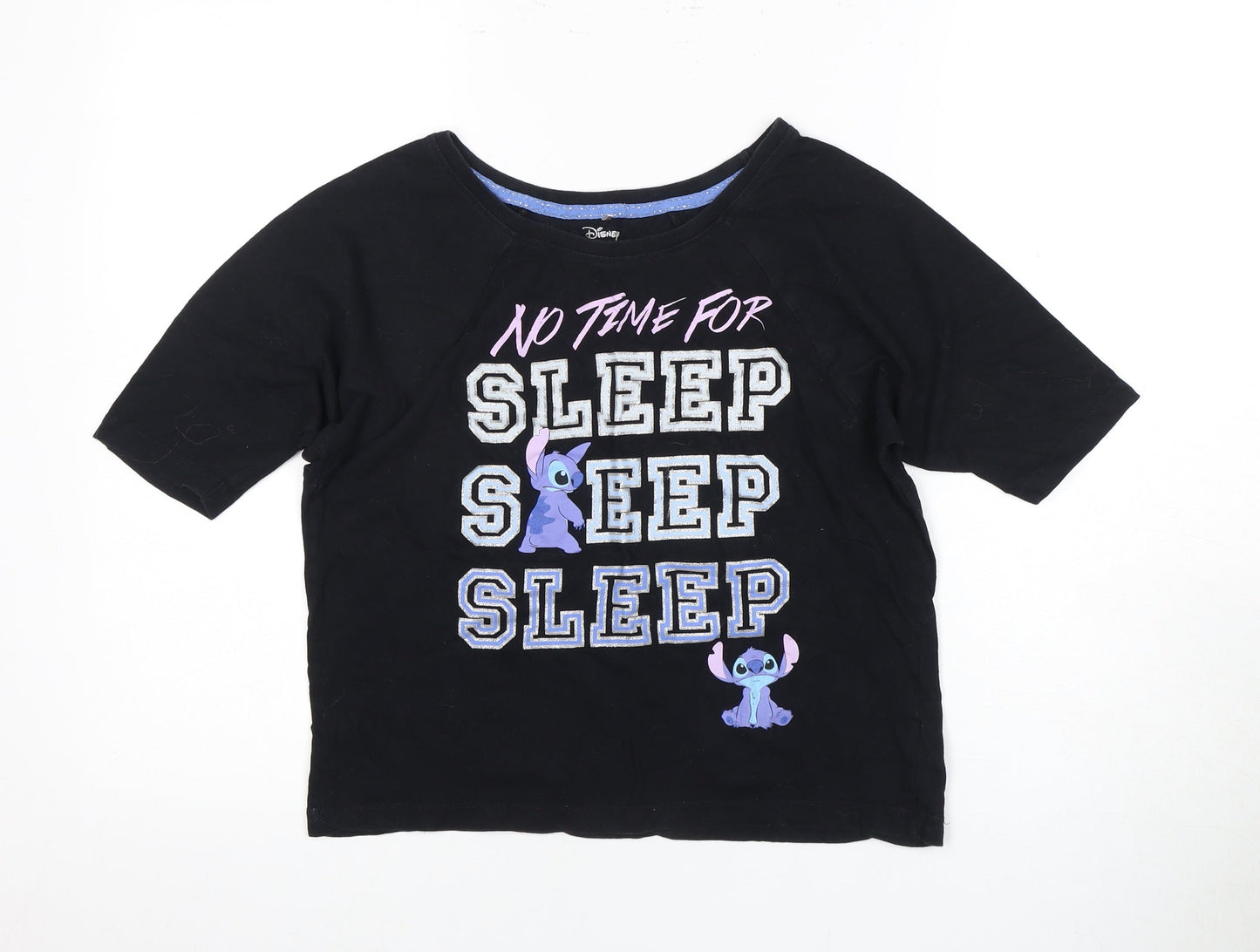 Disney Women's Black XS Stitch Graphic Pyjama Top