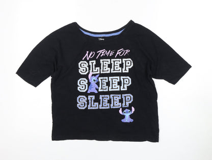 Disney Women's Black XS Stitch Graphic Pyjama Top