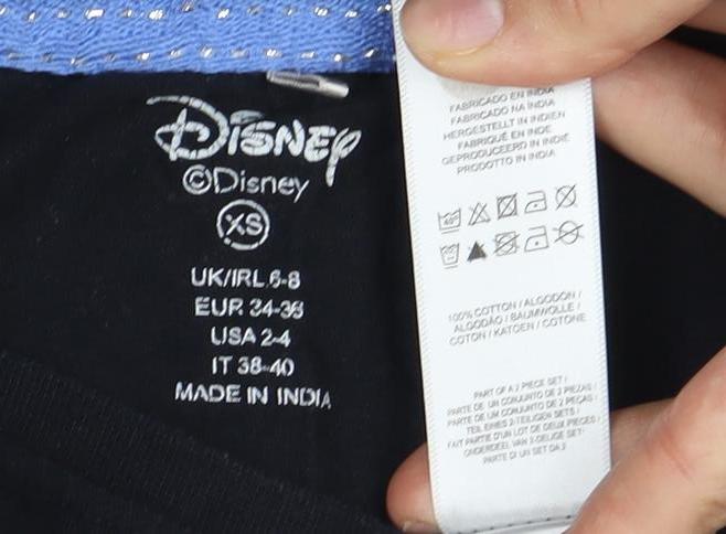 Disney Women's Black XS Stitch Graphic Pyjama Top