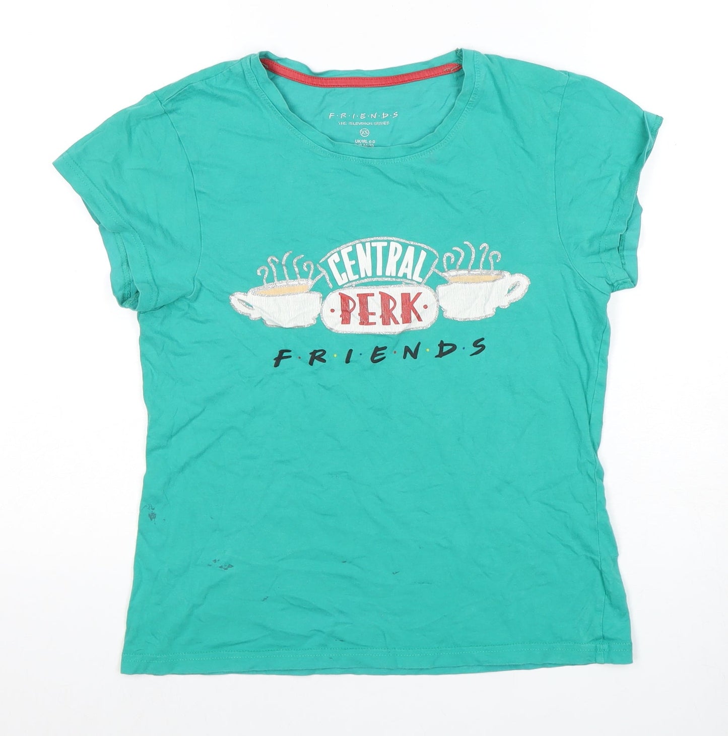 Friends Women's Green XS Crew Neck T-Shirt Pyjama Top