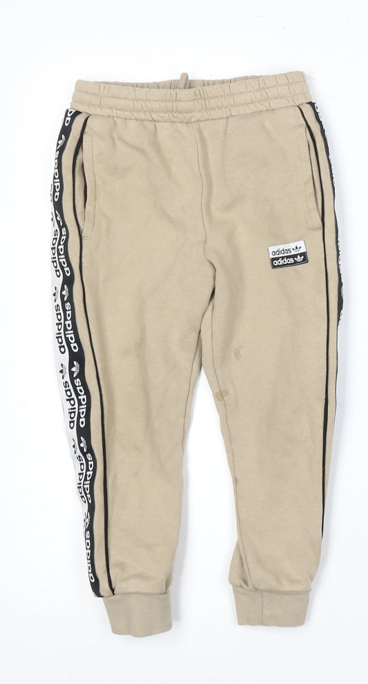 Additional front view of Adidas boys’ beige jogger trousers 4-5 years