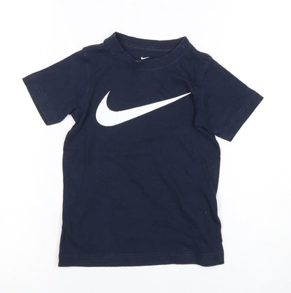 Nike Boys Blue T-Shirt 4-5 Years Athletic Logo Crew Neck
