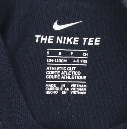 Nike Boys Blue T-Shirt 4-5 Years Athletic Logo Crew Neck