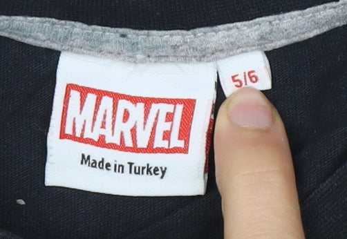 Marvel Boys Black Graphic T-Shirt 5-6 Years Superhero Style