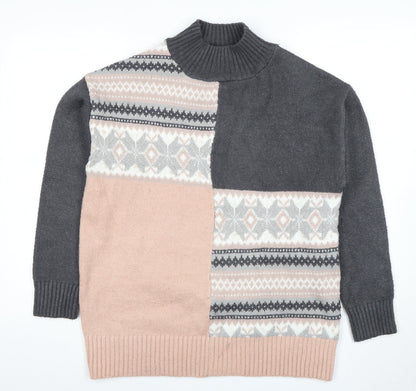 Cotton Traders Women's Grey High Neck Pullover Jumper 16