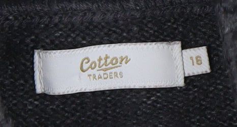 Cotton Traders Women's Grey High Neck Pullover Jumper 16