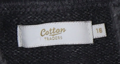 Cotton Traders Women's Grey High Neck Pullover Jumper 16