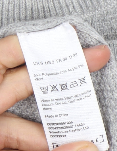 Womens UK Size 6 Warehouse Grey Pullover Jumper
