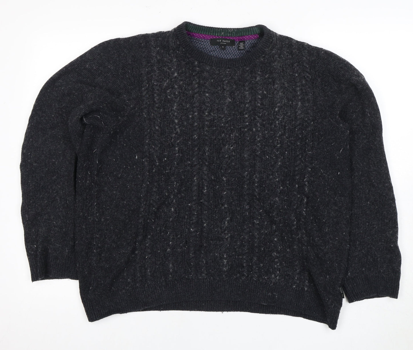 Ted Baker Men’s Black Cable-Knit Jumper - L