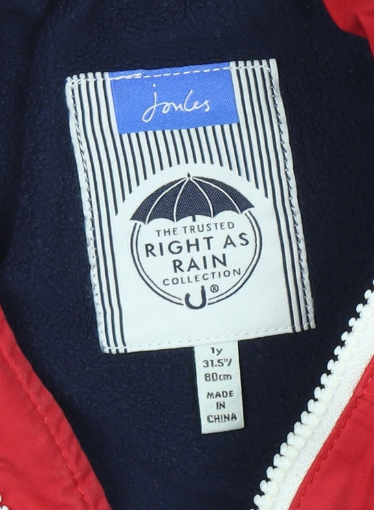 Joules Red Unisex Toddler Rain Coat, Size 12 Months