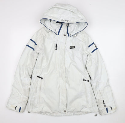 AST Men's White Parka Jacket S Waterproof Hooded