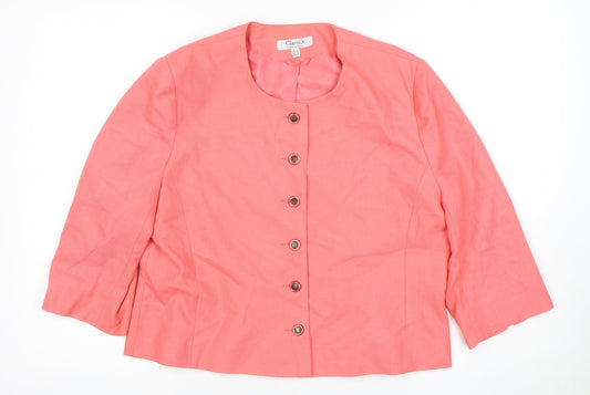 Classics Women's Pink Suit Jacket Size 16
