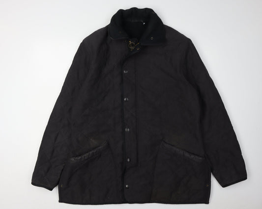 Barbour Mens Black Quilted Coat, Size 12,