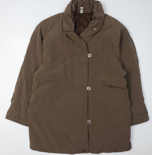 C&A Women's Brown Long Coat Size 18 with Button Closure