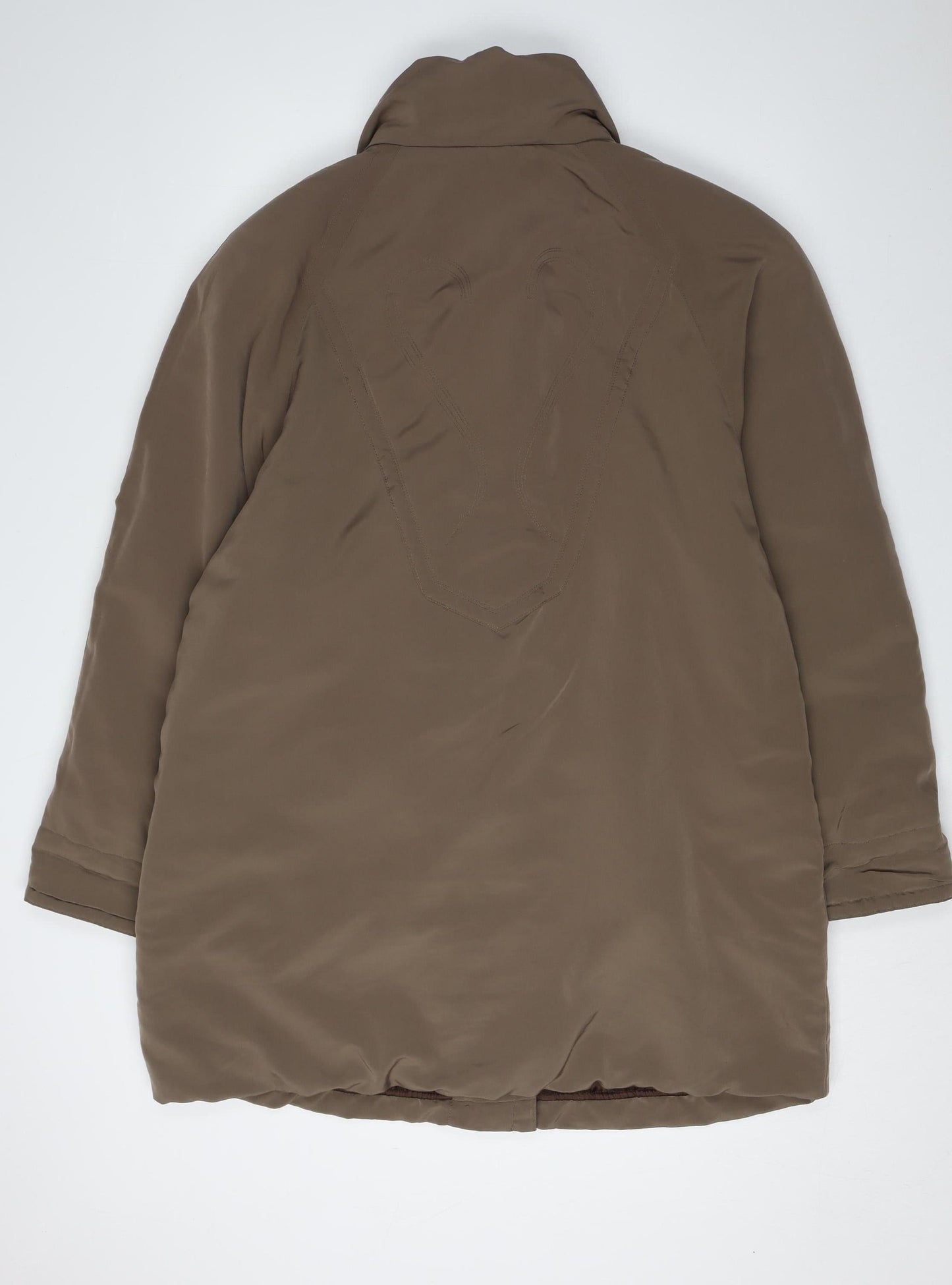 C&A Women's Brown Long Coat Size 18 with Button Closure