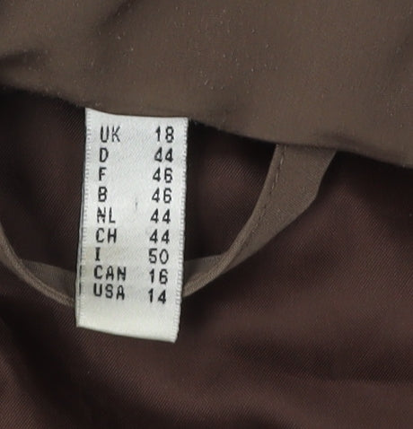C&A Women's Brown Long Coat Size 18 with Button Closure