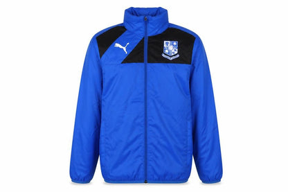 Front view of Puma boys’ blue track jacket, size 14, lightweight and casual