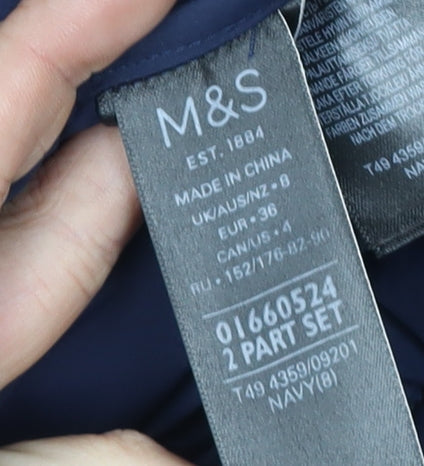 Marks and Spencer Girls Blue Puffer Jacket Age 8 Hooded Lightweight